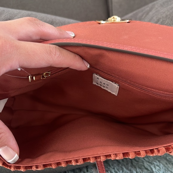 Evening suede-like burnt orange purse cross body bag - Picture 3 of 3